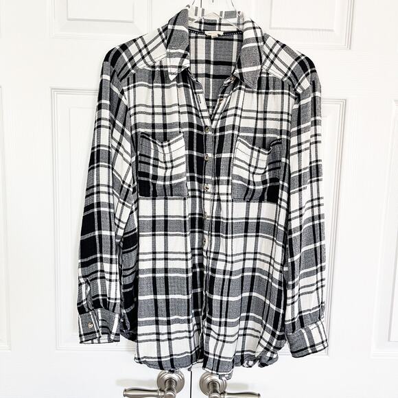 Pilcro Anthropologie Relaxed Buffalo Plaid Button Down Top - Picture 1 of 8